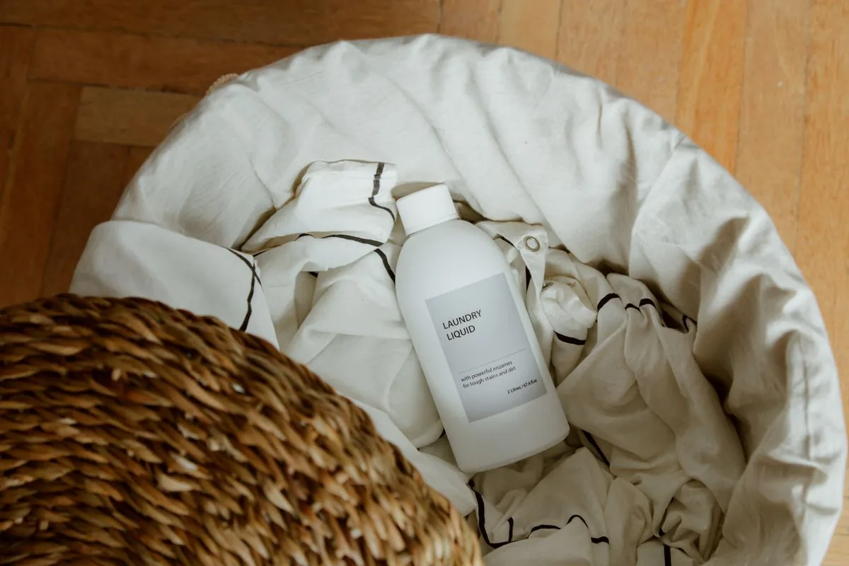 Laundry storage basket in an everyday setting