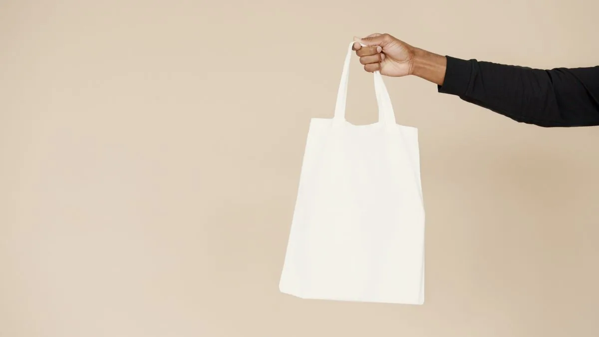 Reusable shopping tote in an everyday setting