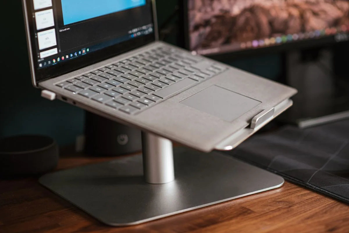 Laptop stand in an everyday setting