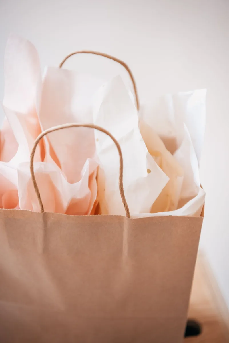 Kraft paper gift bags in an everyday setting