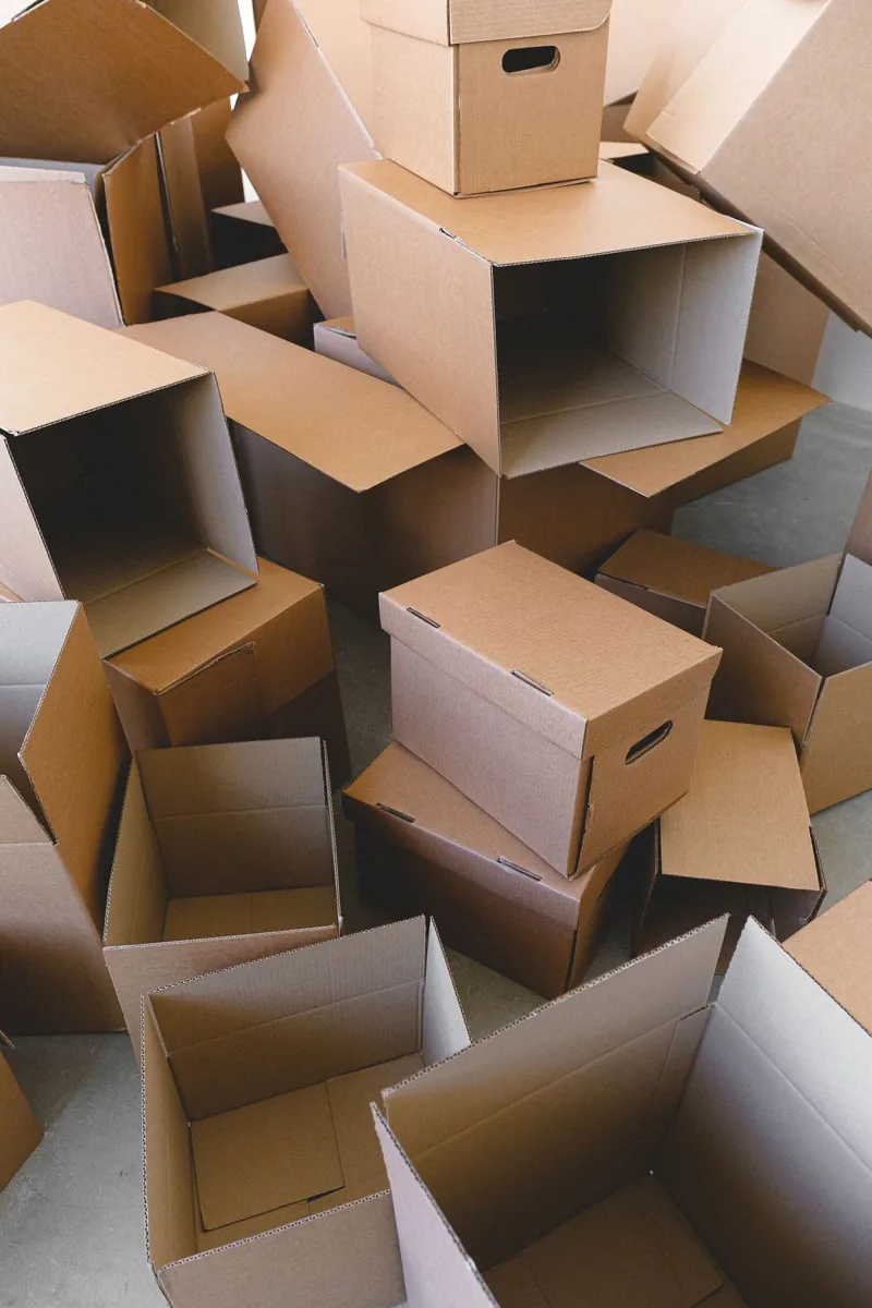 Shipping boxes in an everyday setting
